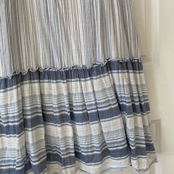 Cremieux Jamie Striped Maxi Dress w Ruffle Hem in Navy & Ivory/White - Picture 7 of 12
